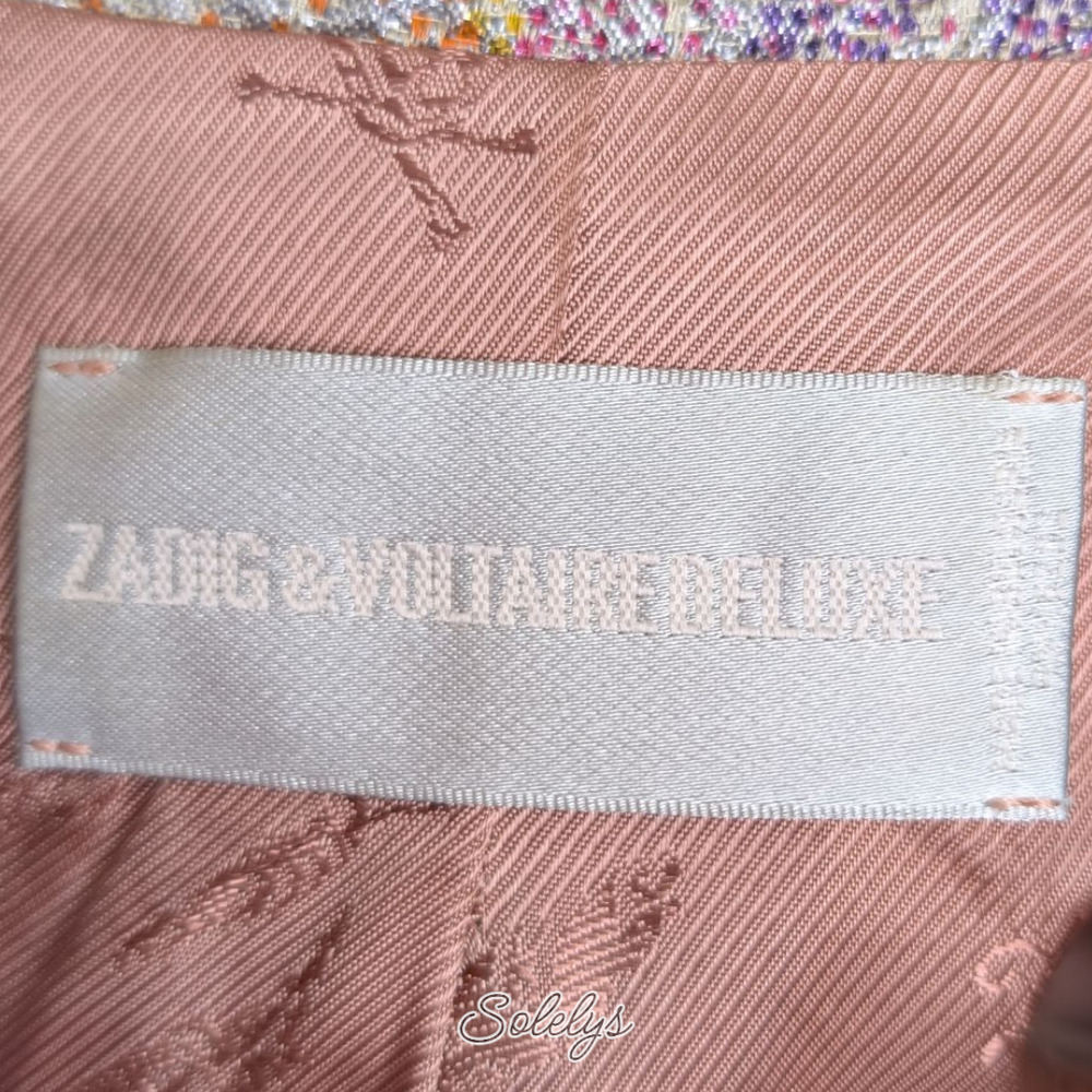 Zadig & Voltaire Deluxe Virginie Embossed Floral Gold Purple Blazer 36 Small - Picture 7 of 14